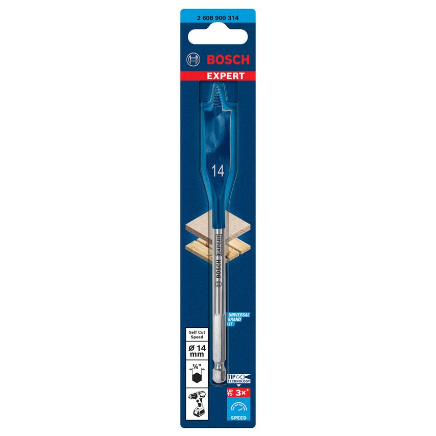 2608900314 Expert SelfCut Speed Flat Bit with Hex Shank 14mm X 152mm