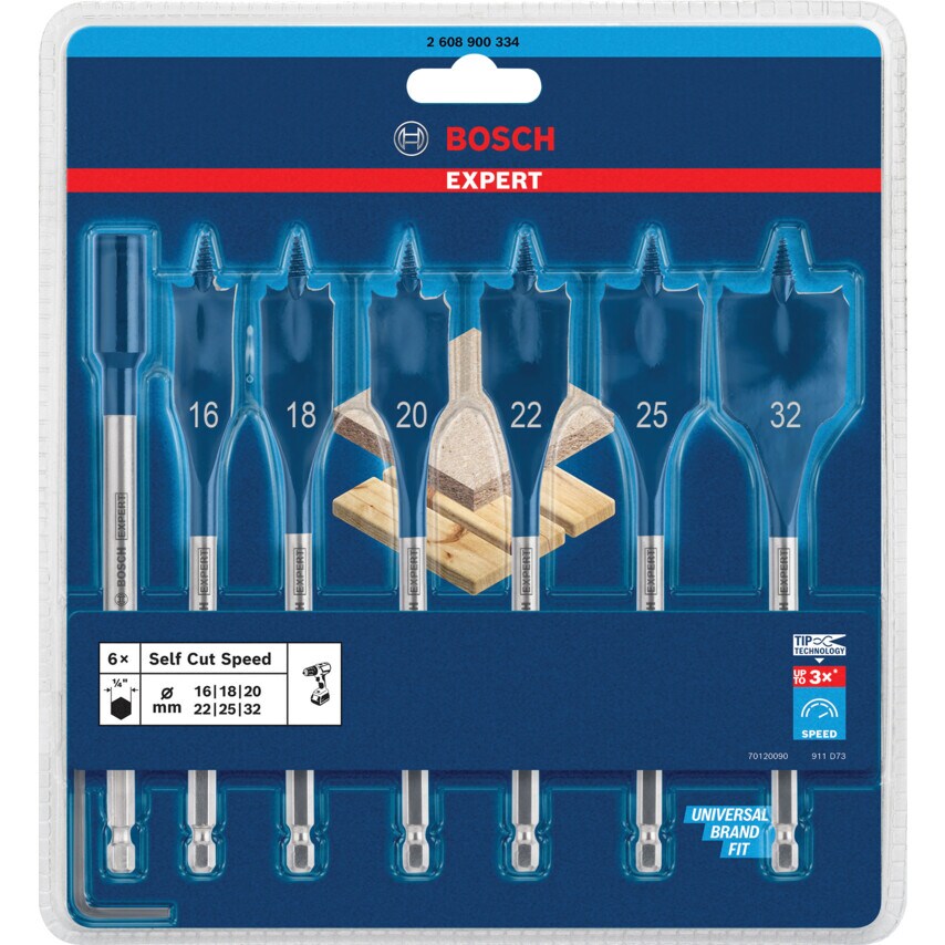2608900334 7 Piece Set Expert Selfcut Speed Spade Drill Bits