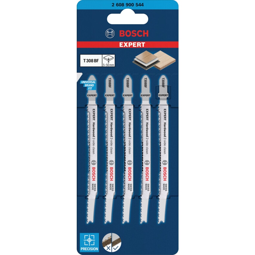 2608900544 Expert Hardwood Clean T308BF Jigsaw Blades (PK-5)