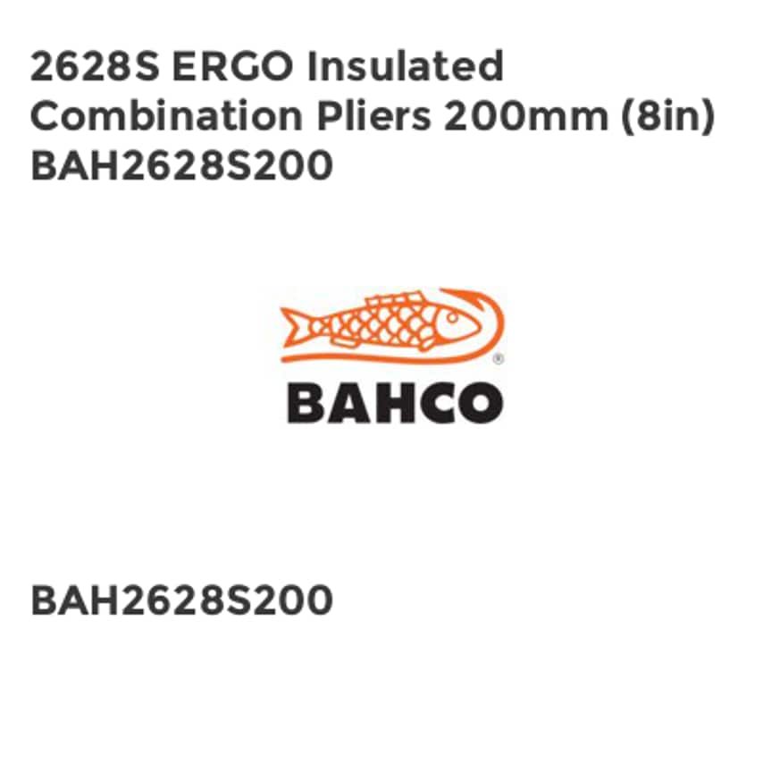 2628S ERGO Insulated Combination Pliers 200mm (8in) BAH2628S200