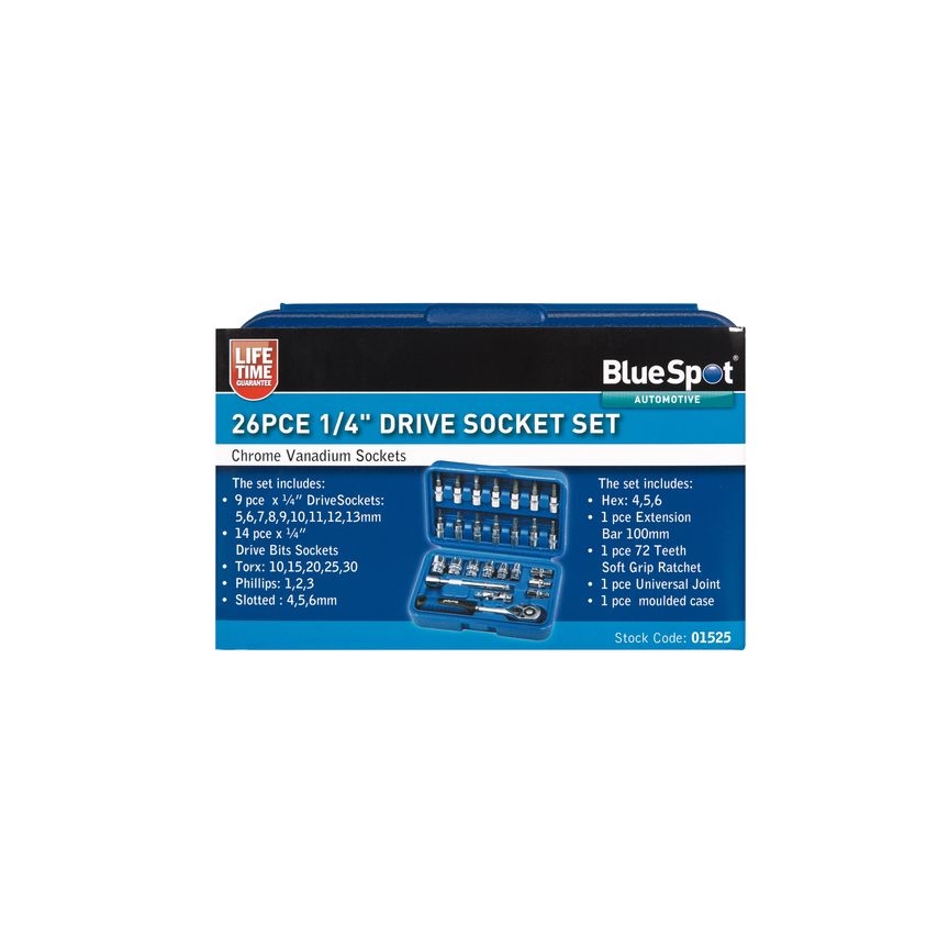 26 Piece 1/4" Drive Socket Set