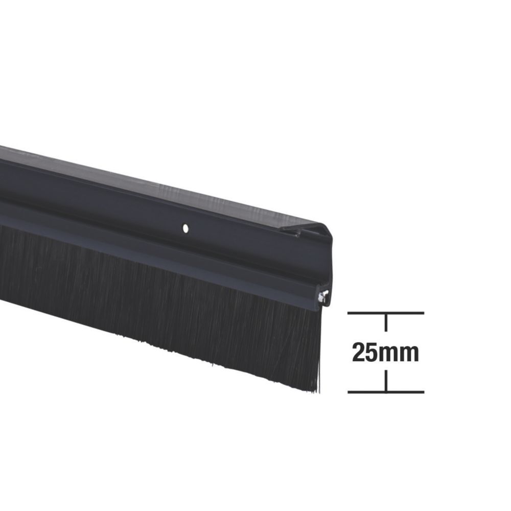 Stormguard Bottom Door Brush Draught Excluder Black 1m