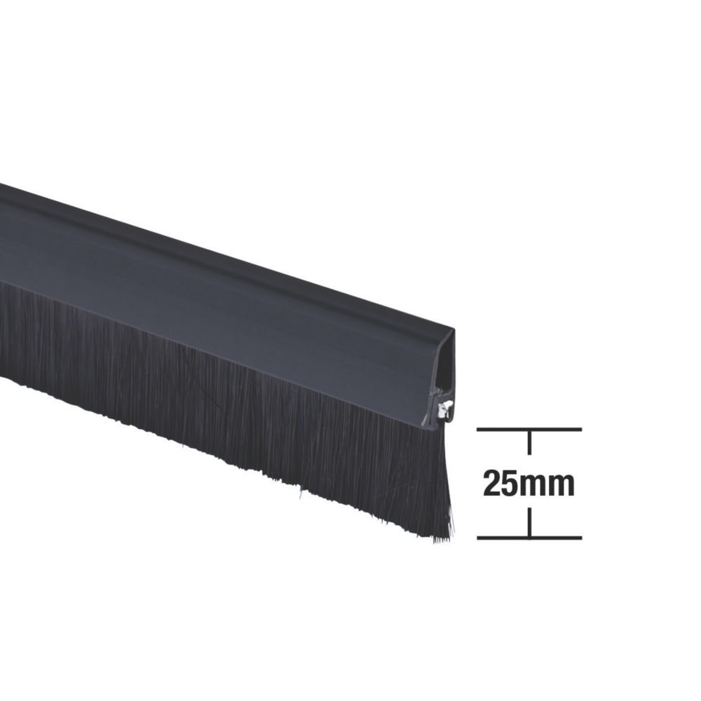 Stormguard Bottom Door Brush Draught Excluder Black 1m