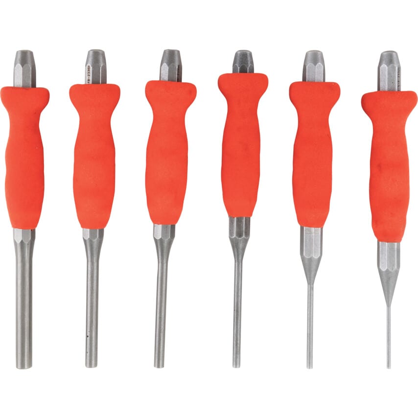 2-8mm Parallel Pin Punch Set Cushion Grip (6 Piece)