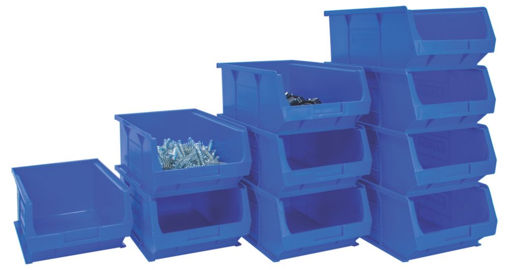 Barton TC4 Semi-Open-Fronted Storage Bins 9.1Ltr Blue 10 Pack