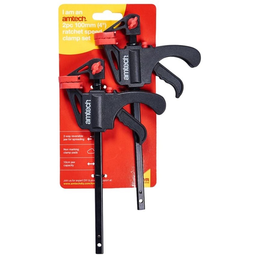 2 Piece 100mm (4'') Ratchet Speed Clamp Set