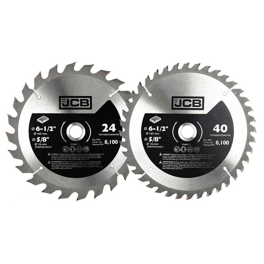 2 Piece 165mm TCT Wood Saw Blade Set