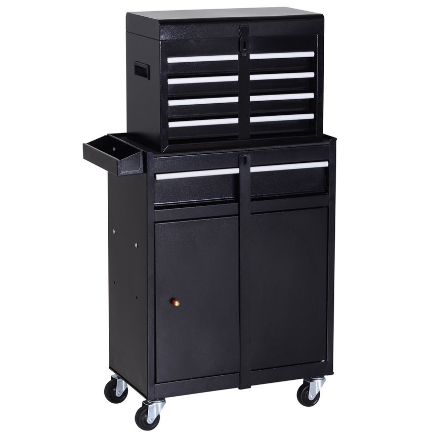 2 in 1 Metal Tool Cabinet Cart Storage Box Cabinet w/5 Drawers Pegboard Chest