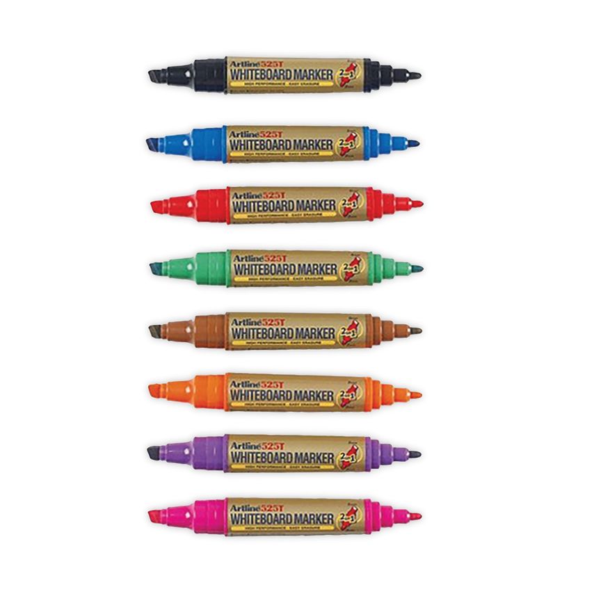 2-in-1 Whiteboard Marker Bullet/Chisel Tip Assorted (Pack of 8) EK525TA