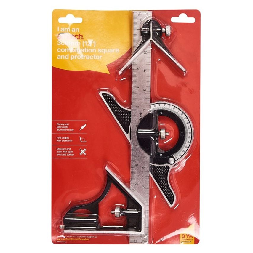 300mm (12") Combination Square and Protractor