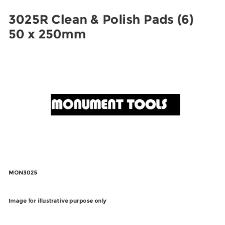 3025R Clean & Polish Pads (6) 50 x 250mm MON3025