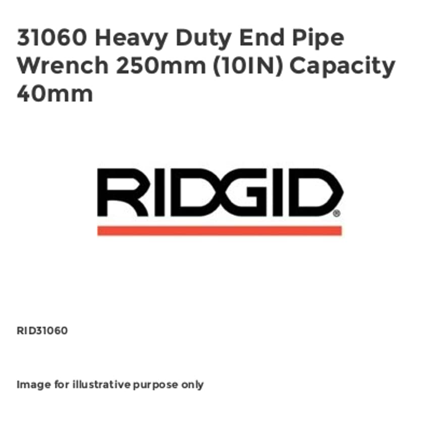 31060 Heavy Duty End Pipe Wrench 250mm (10IN) Capacity 40mm RID31060