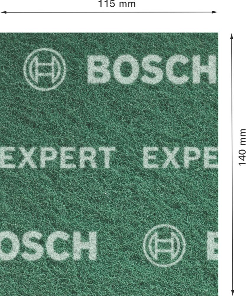 Bosch Expert N880 180-Grit Multi-Material General Purpose Fleece Pads 140mm x 115mm Green 2 Pack