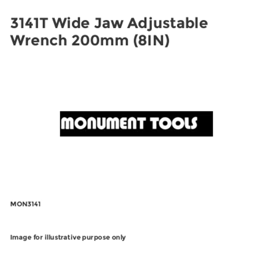 3141T Wide Jaw Adjustable Wrench 200mm (8IN)