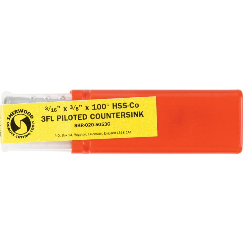 3/16"X3/8" 100DEG HSS-Cobalt 3FL Piloted Countersink