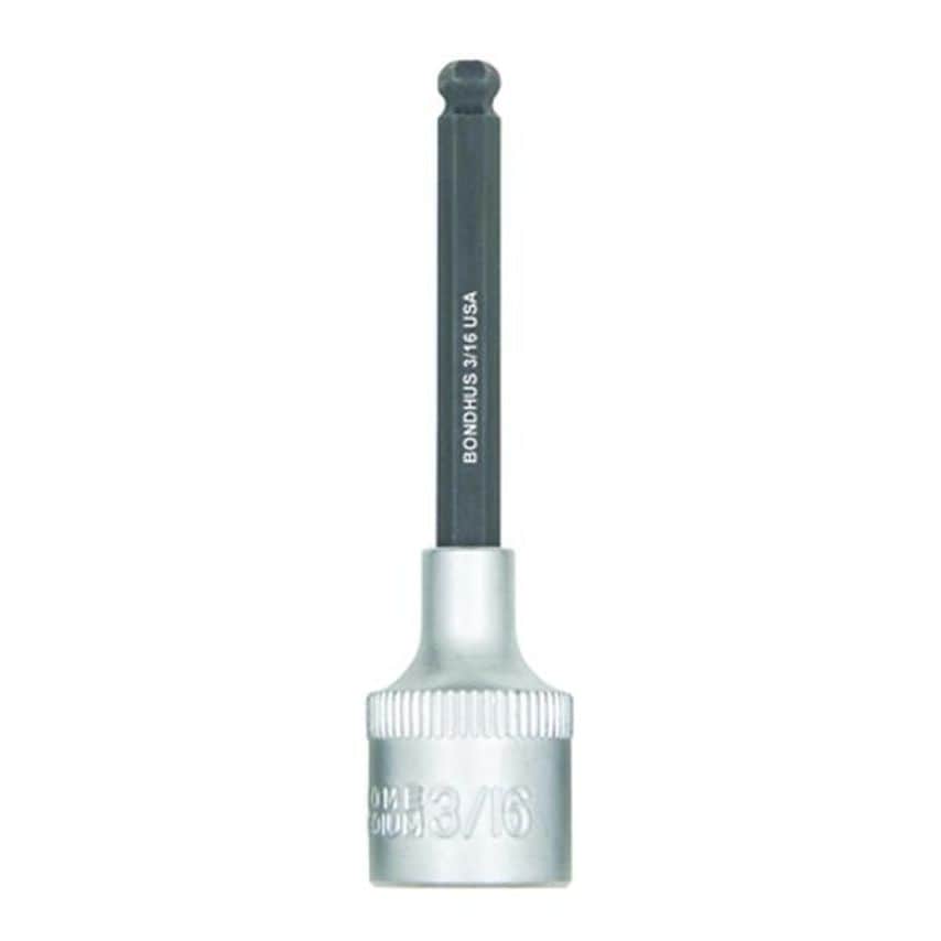 3/16 Ballend 2" Inhex Socket Bit + Hex Socket, 3/16", 43410
