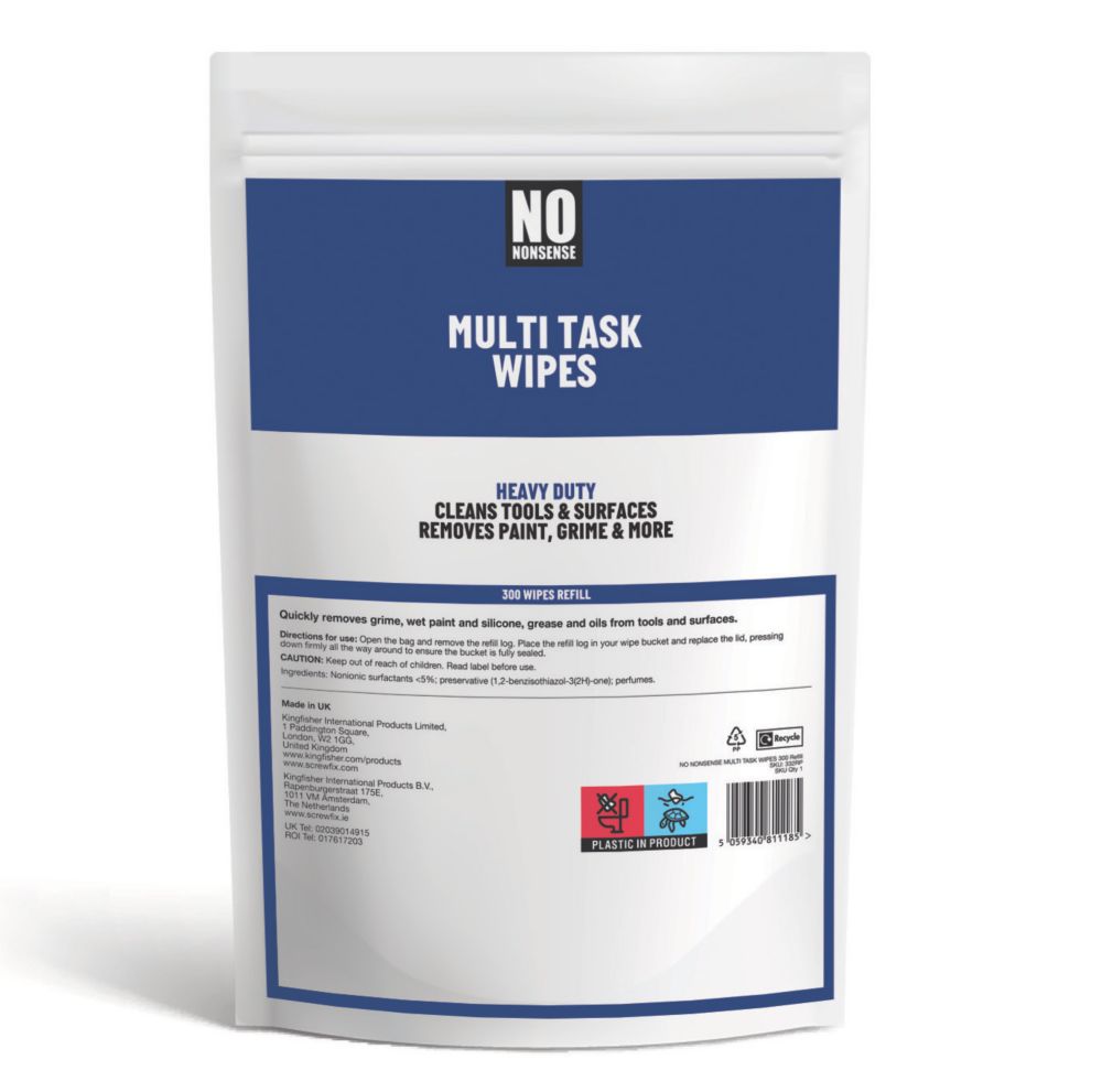 No Nonsense Multi-Surface Wipes Refill White 300 Pack