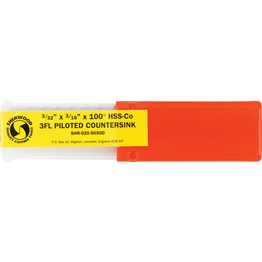 3/32"X3/16" 100DEG HSS-Cobalt 3FL Piloted Countersink
