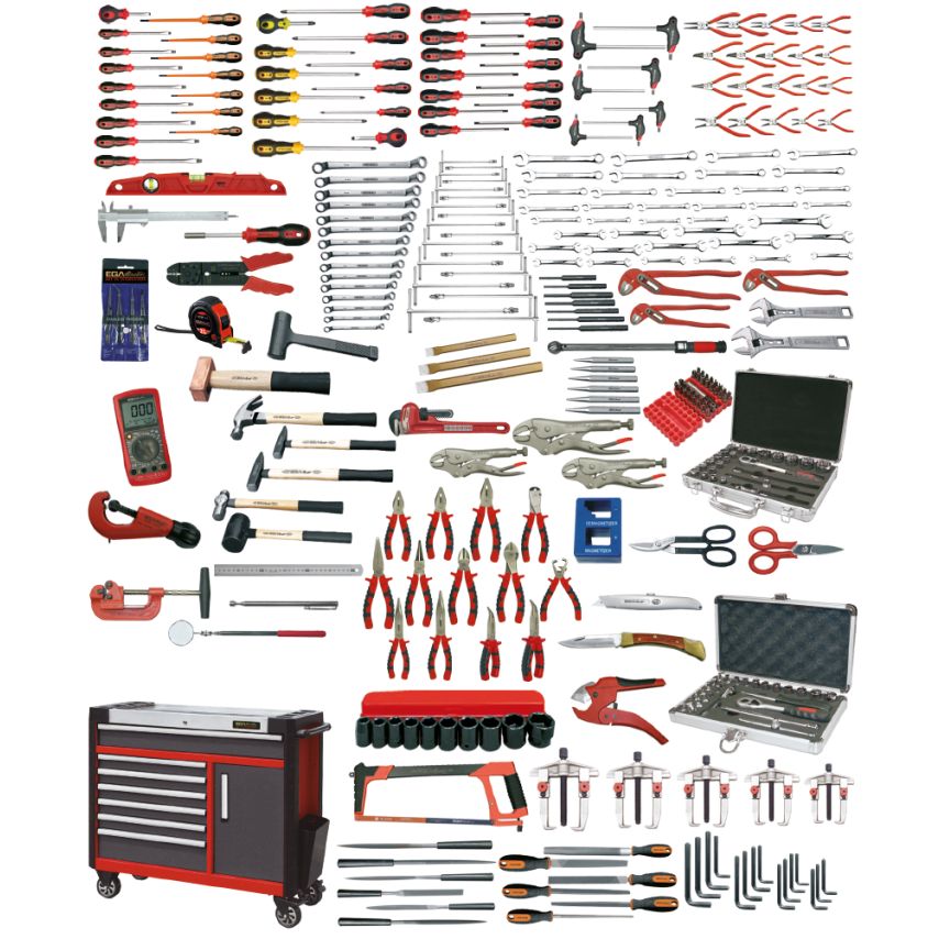 334 Piece Mechanics Set with Roller Cabinet and EVA Trays