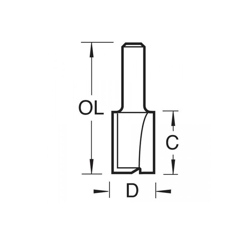 3/4 x 1/2 TCT Two Flute Cutter 8.0 x 19mm TRE3412TC