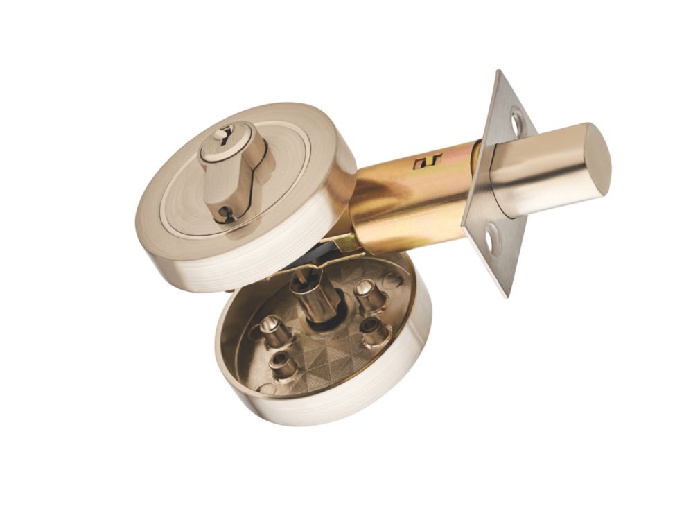 Security Solutions 1 Lever Satin Nickel Euro Locking Deadbolt Thumbturn Set 82mm Case - 60mm Backset