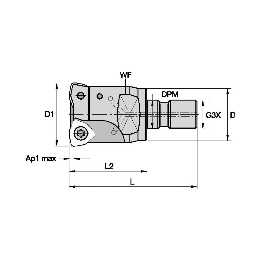 35Y02R045M16SWP08 High Feed Cutter D=35 Z=2 SCRE