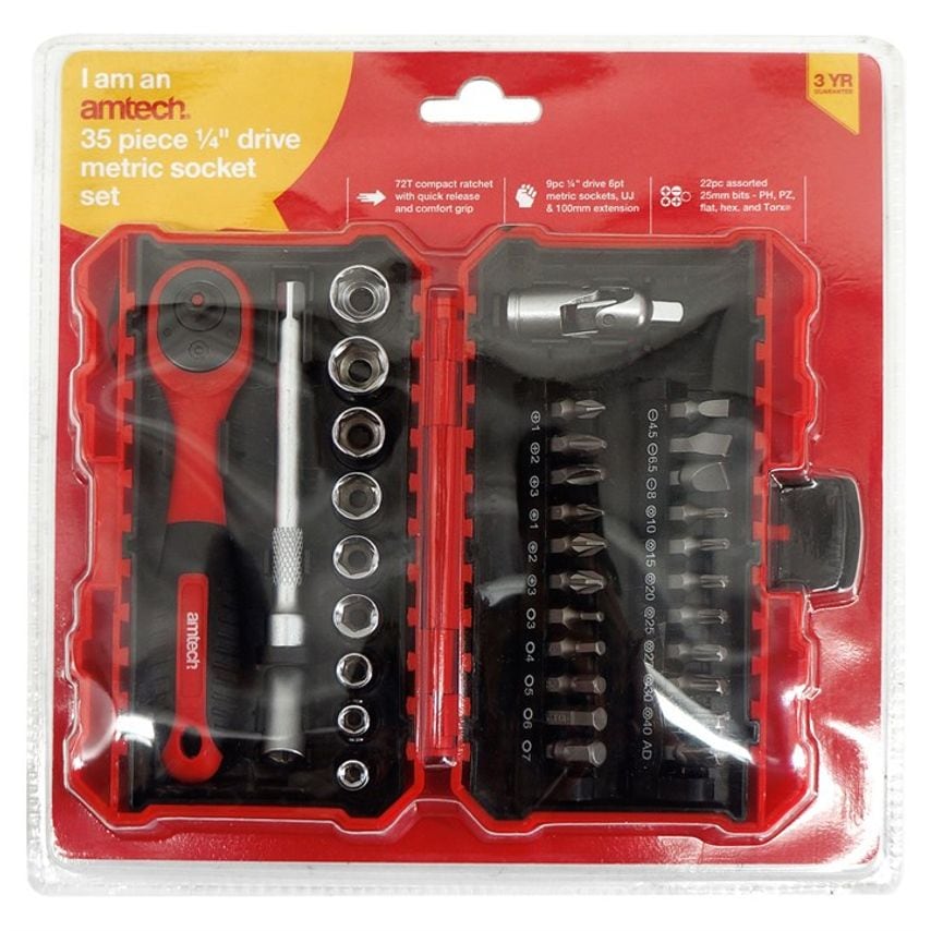 35 Piece 1/4" Drive Metric Socket Set
