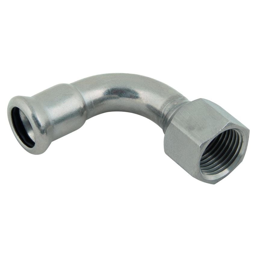 35mm OD x 1/2in BSPP Female Stainless Steel 90 Bend - 1232035012
