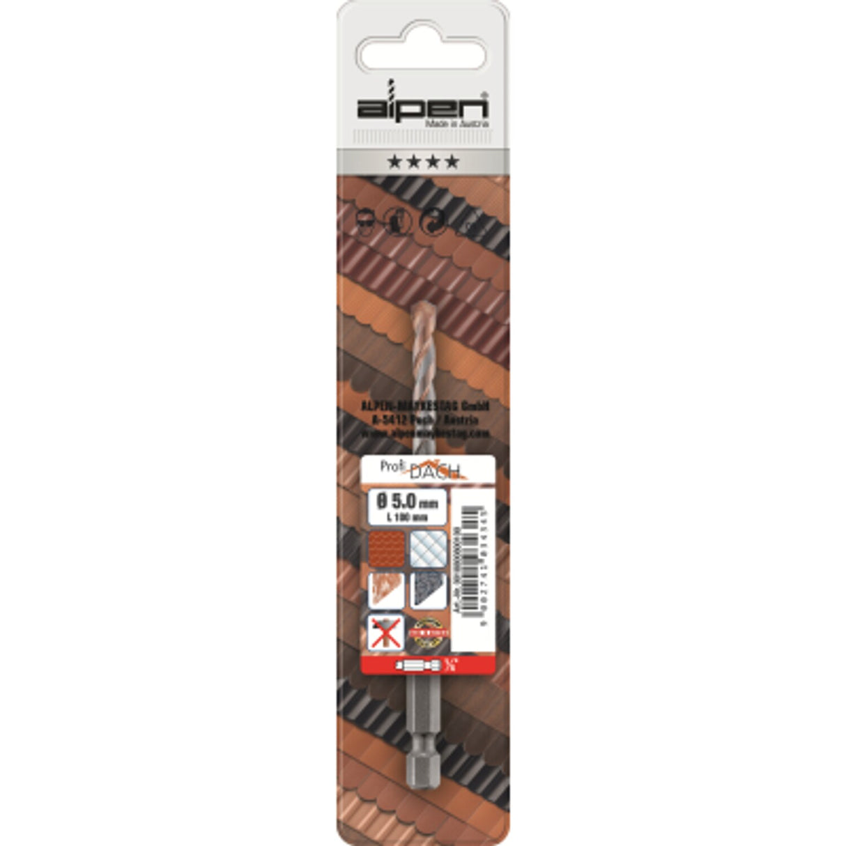 3.5mm x 100mm Roof Tile Drill 1/4in Hex