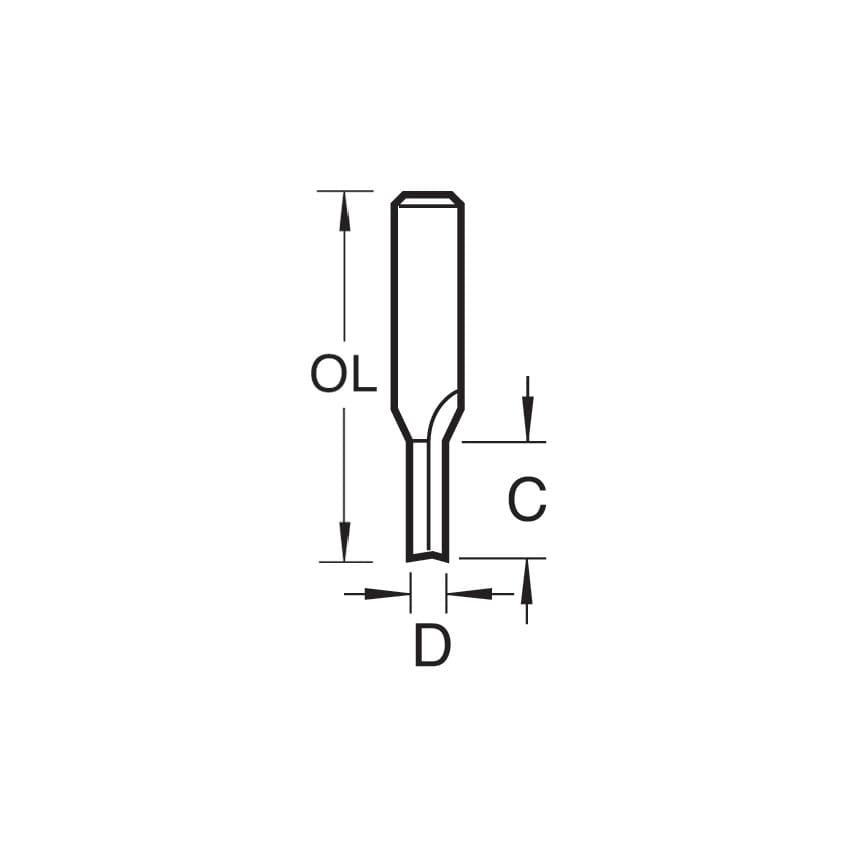 3/61 1/2" TC Two Flute Straight Cutter with TCT Plunge Centre Tip 10.0mm