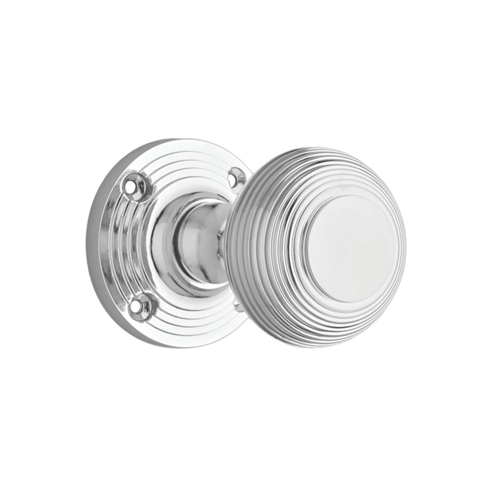 Designer Levers Beehive Door Knob Pair Polished Chrome 60mm