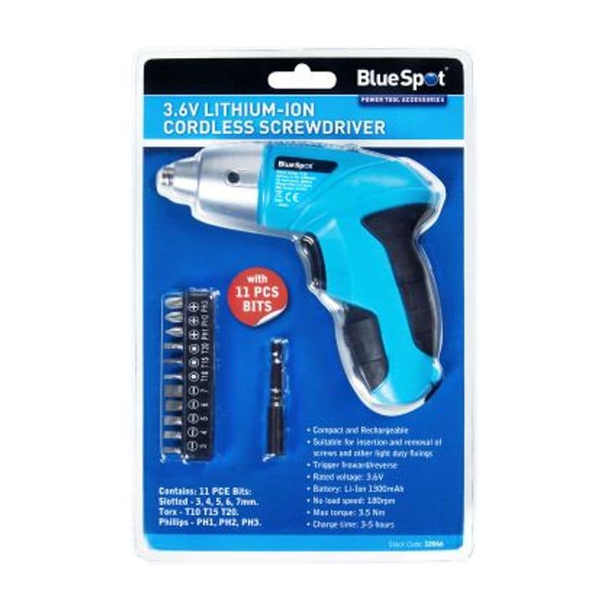 3.6V Cordless Screwdriver with 11 Piece Bits