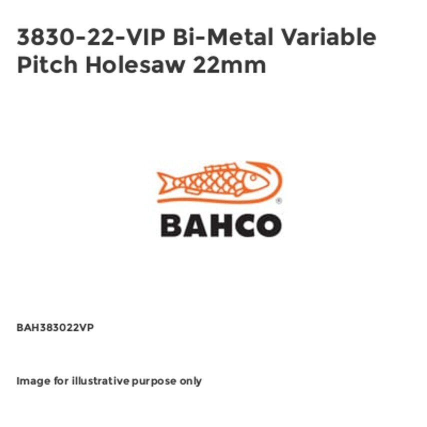 3830-22-VIP Bi-Metal Variable Pitch Holesaw 22mm BAH383022VP