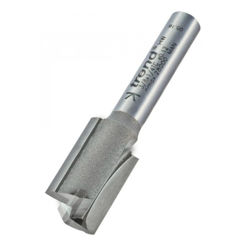 3/8 12.3mm Professional TCT 2 Flute Straight Cutter with Plunge Centre Tip 1/4" Shank