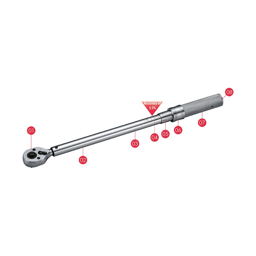 3/8" Drive 64T Torque Wrench 10-60in-lb/1.4-6.5Nm Matte Finished BS-36913