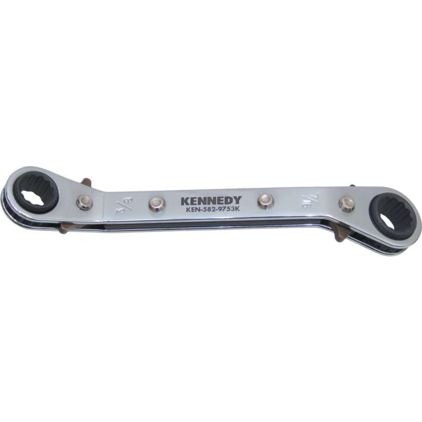 3/8" x 7/16" Offset Ratchet Ring Spanner