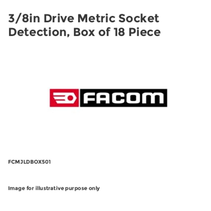3/8in Drive Metric Socket Detection, Box of 18 Piece