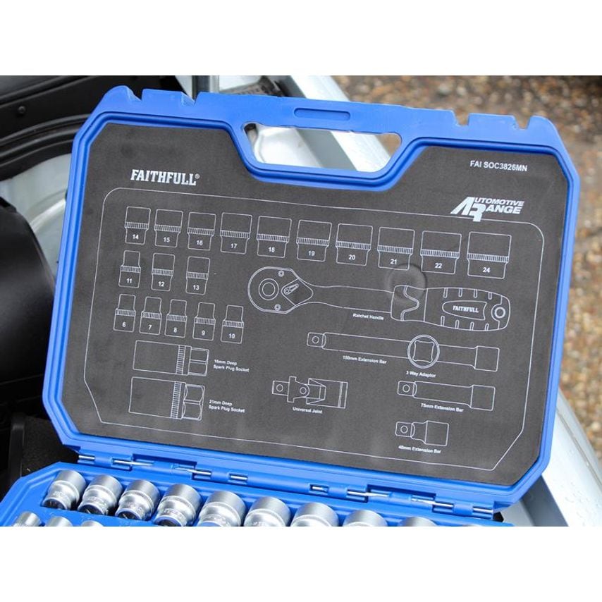 3/8in Drive Socket Set, 26 Piece FAISOC3826MN