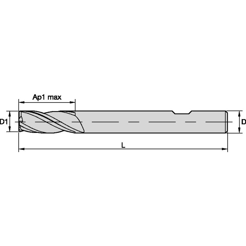 3SE0156IR056A GP Solid Carbide End Mill 3FL 5/32X3/16X9