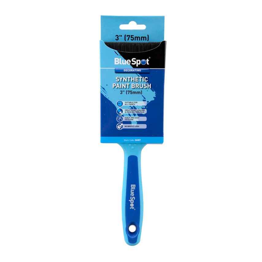 3" (75mm) Synthetic Paint Brush with Soft Grip Handle