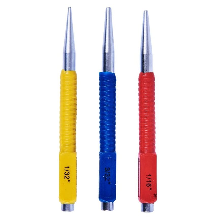 3 Piece Colour Coded Nail Punch Set