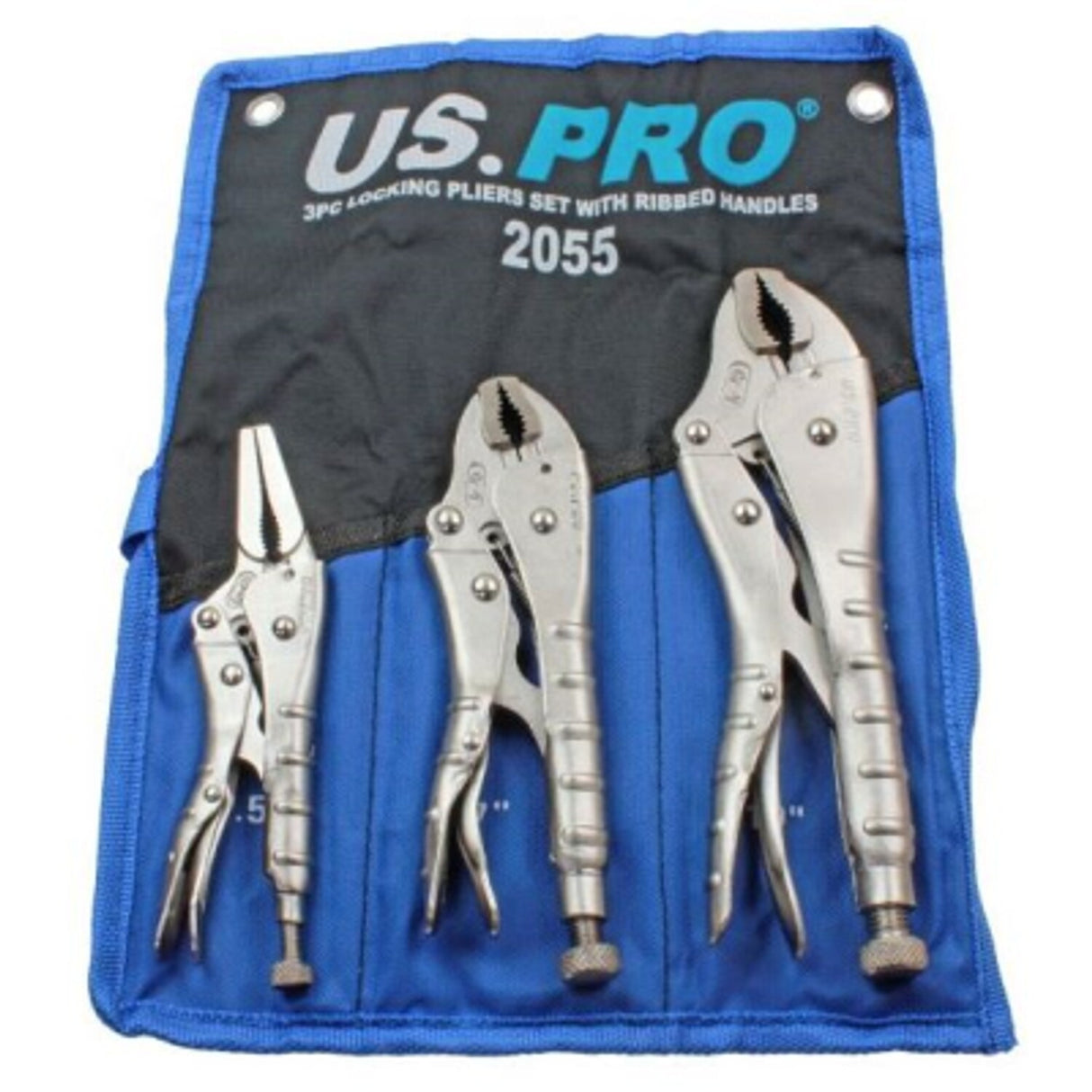 3 Piece Locking Pliers Set with Ribbed Handles