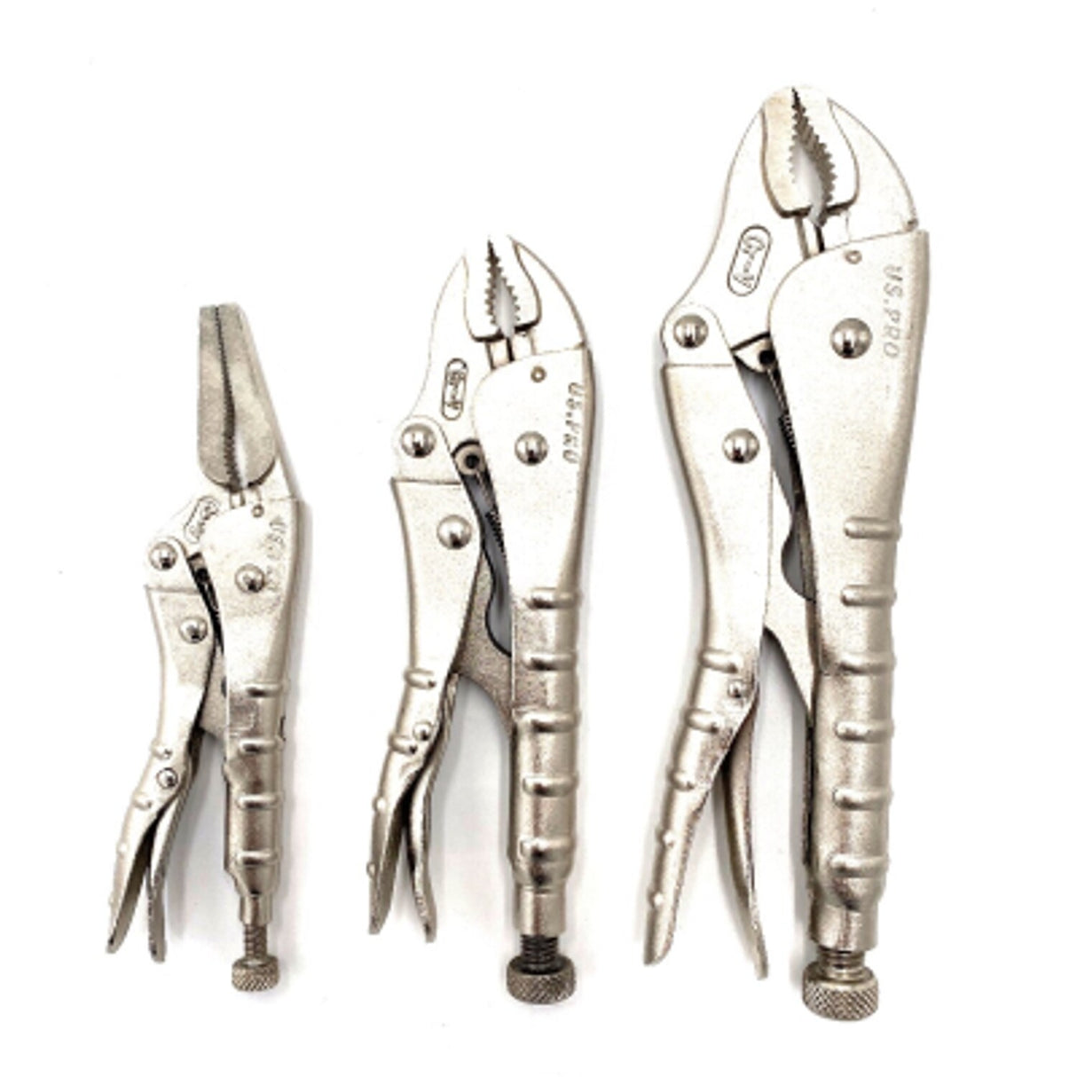 3 Piece Locking Pliers Set with Ribbed Handles