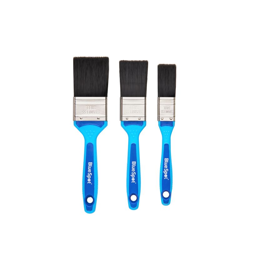 3 Piece Synthetic Paint Brush Set with Soft Grip Handle (1", 1 " and 2")