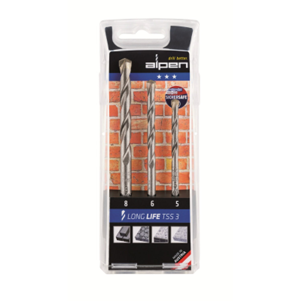 3 Piece Tungsten Carbide Masonry Drill Bit Set