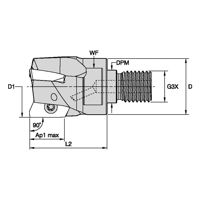 40A04R040M16SED18 Mill 1-18 Screw On Mill 90 D