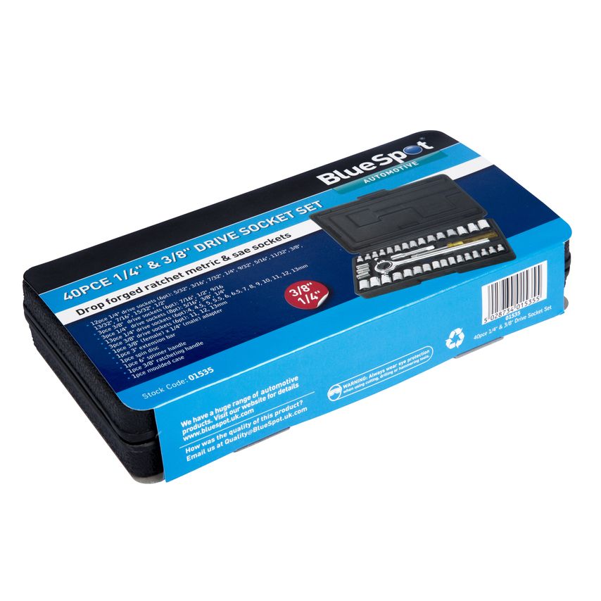 40 Piece 1/4" & 3/8" Drive Socket Set