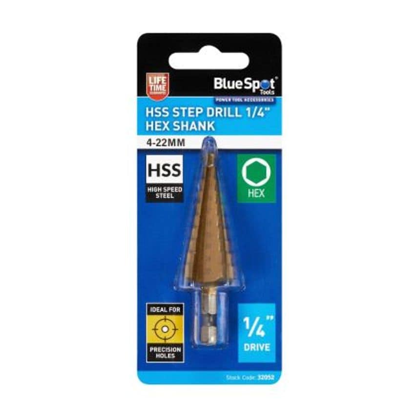 4-22mm HSS Step Drill 1/4" Hex Shank
