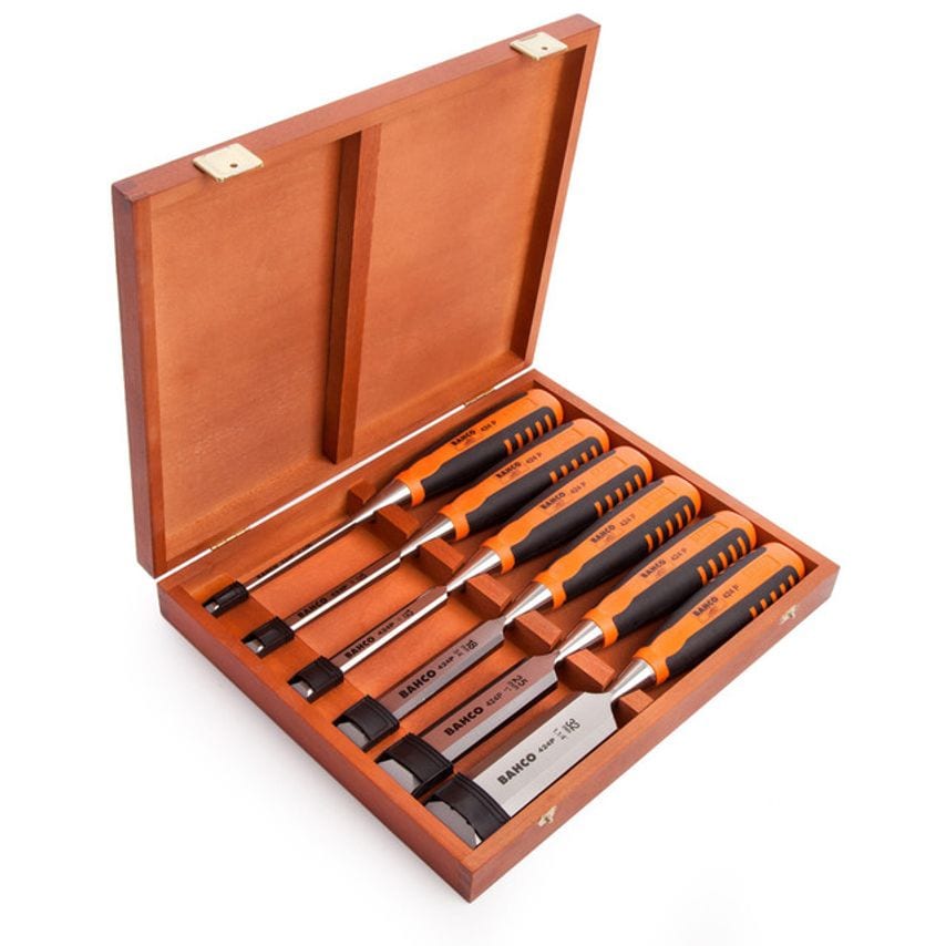424P-S6 Bevel Edge Chisels Set 6 Piece In Wooden Box
