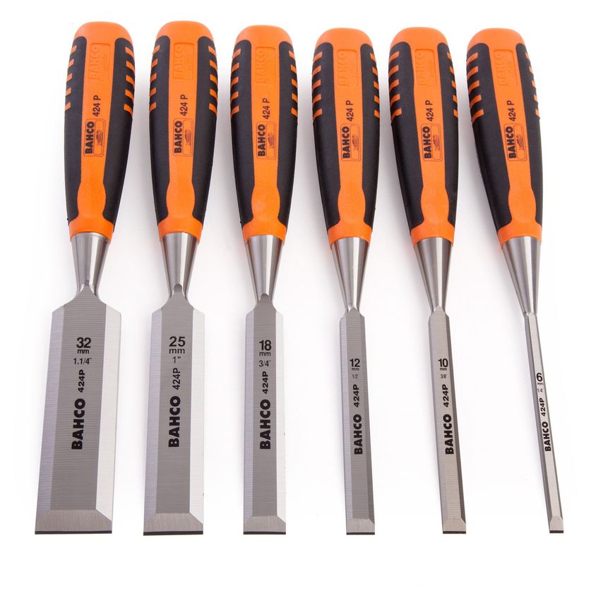 424P-S6 Bevel Edge Chisels Set 6 Piece In Wooden Box